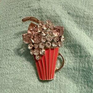 Pink and Gold Tone Brooch